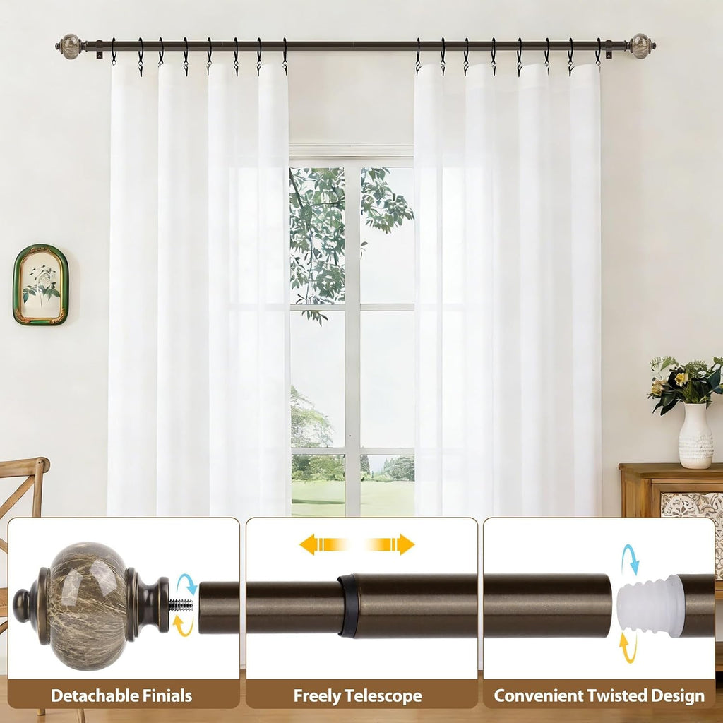 KAMANINA 1 Inch Curtain Rods 32 to 58 Inch, Bronze Adjustable Drapery Rods