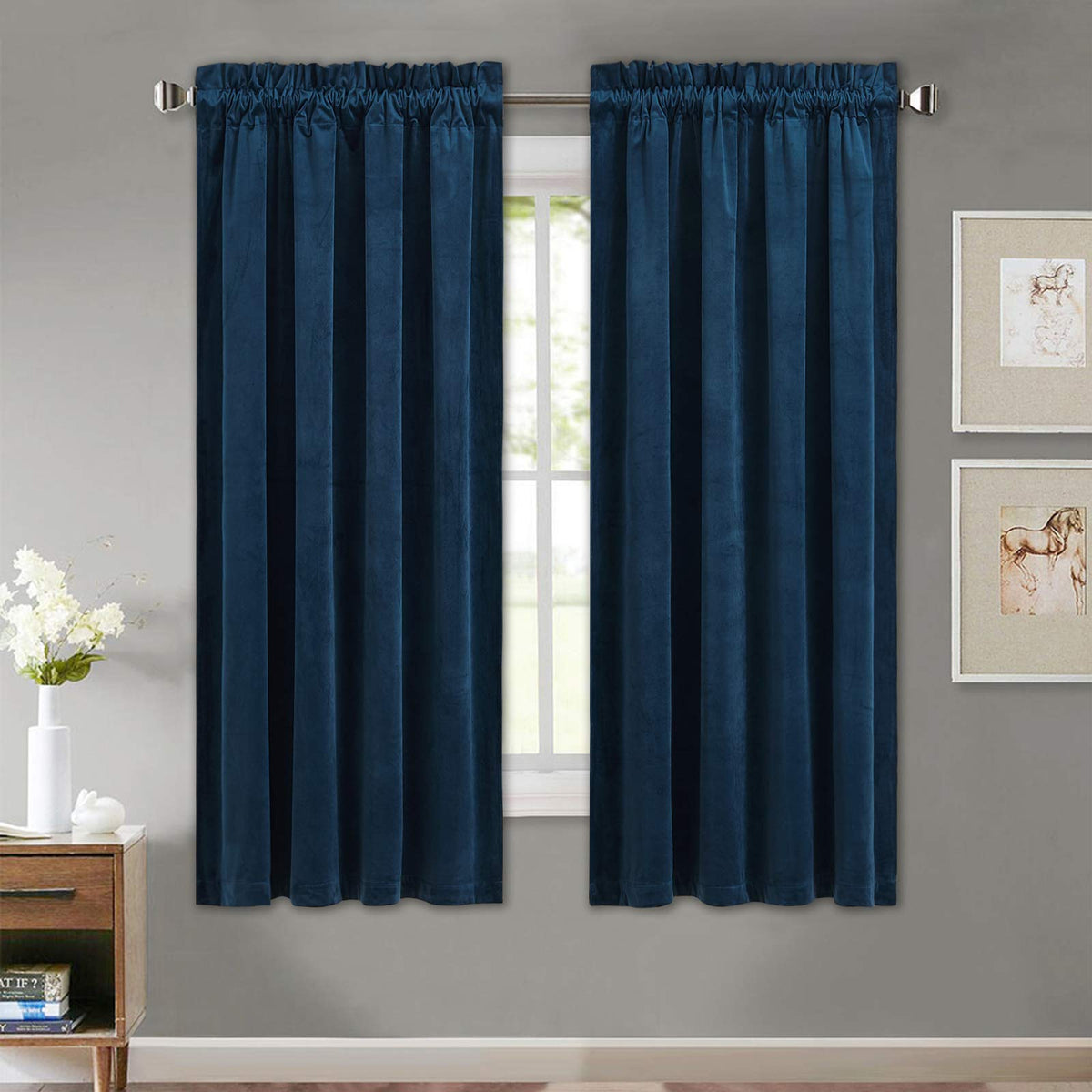 StangH Theater Red Velvet Curtains for Living Room Christmas Decor 2 Panels
