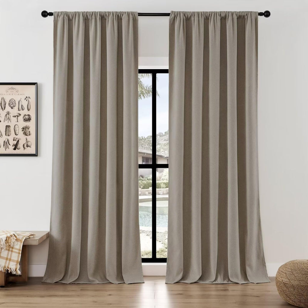 Joydeco Linen Curtains 84 Inch Length 2 Panels,Light Filtering Drapes 52 Inches Wide with Back Tab Rod Pockets (84" L x 52" W, Ivory on Linen)