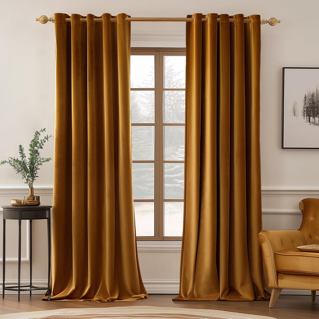 MIULEE Velvet Blackout Curtains Olive Green 52 x 96 Inch Length 2 Panels