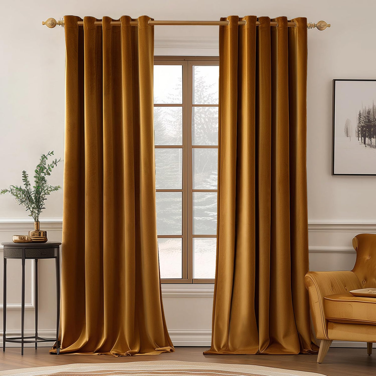 MIULEE Velvet Blackout Curtains Olive Green 52 x 96 Inch Length 2 Panels