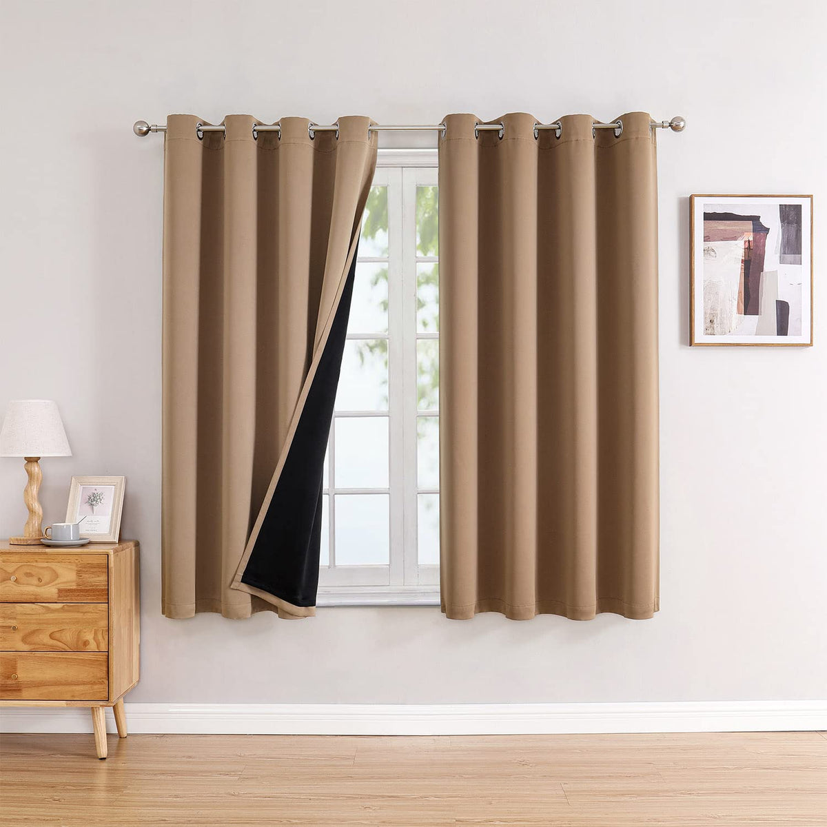 ChrisDowa 100% Blackout Curtains for Bedroom 63 Inches Long 2 Panels Set