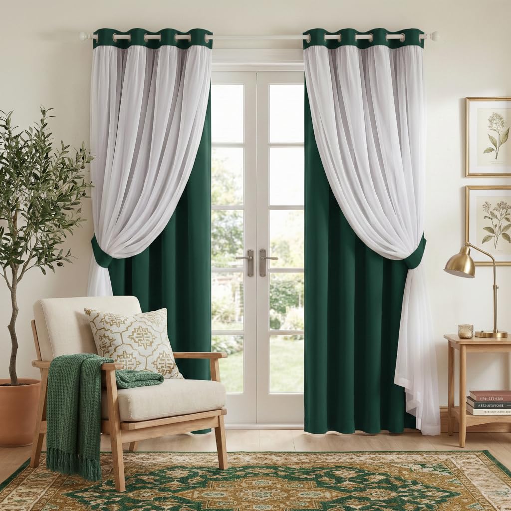 PONY DANCE Black Blackout Curtains for Bedroom, 52 W x 84 L, Set of 2
