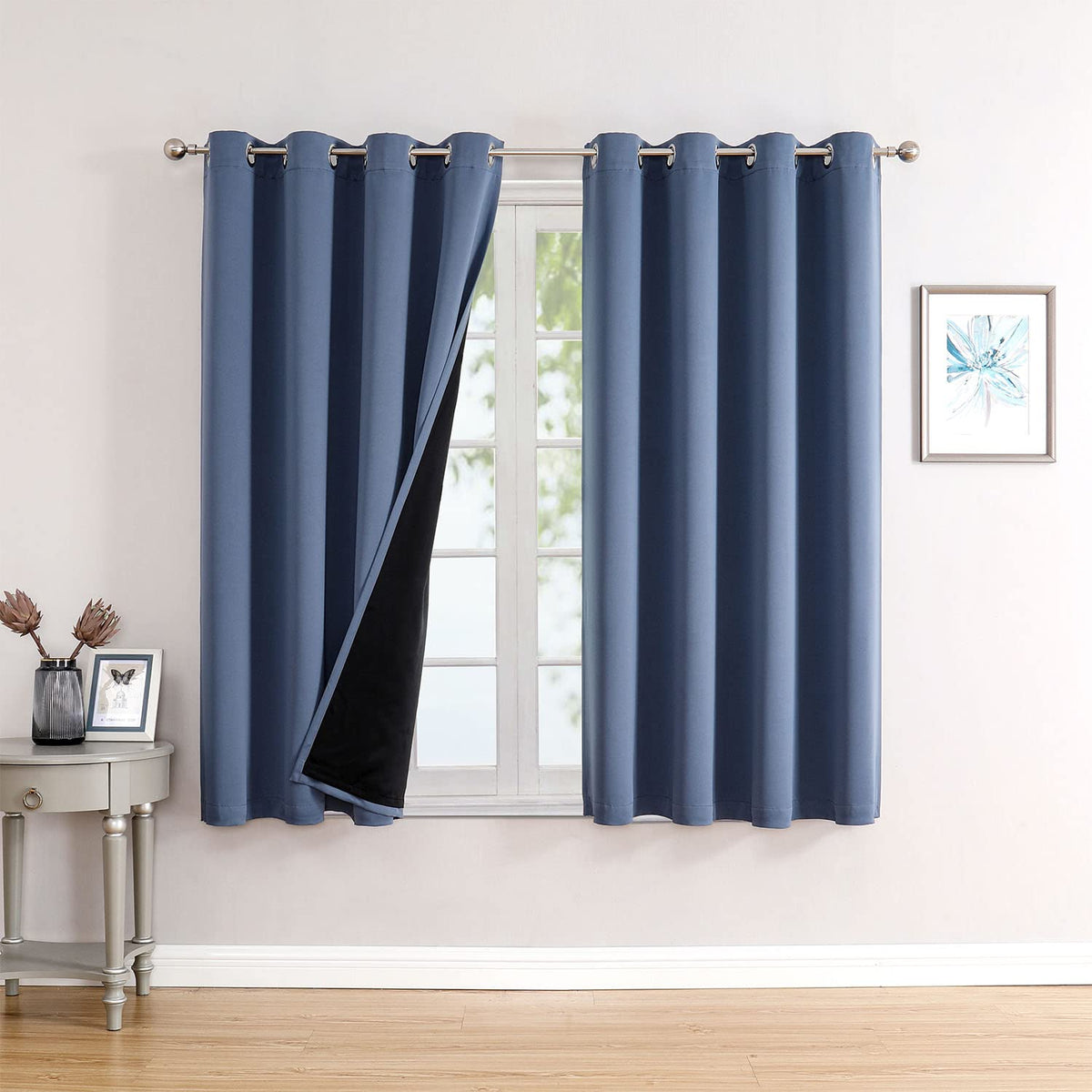 ChrisDowa 100% Blackout Curtains for Bedroom 63 Inches Long 2 Panels Set