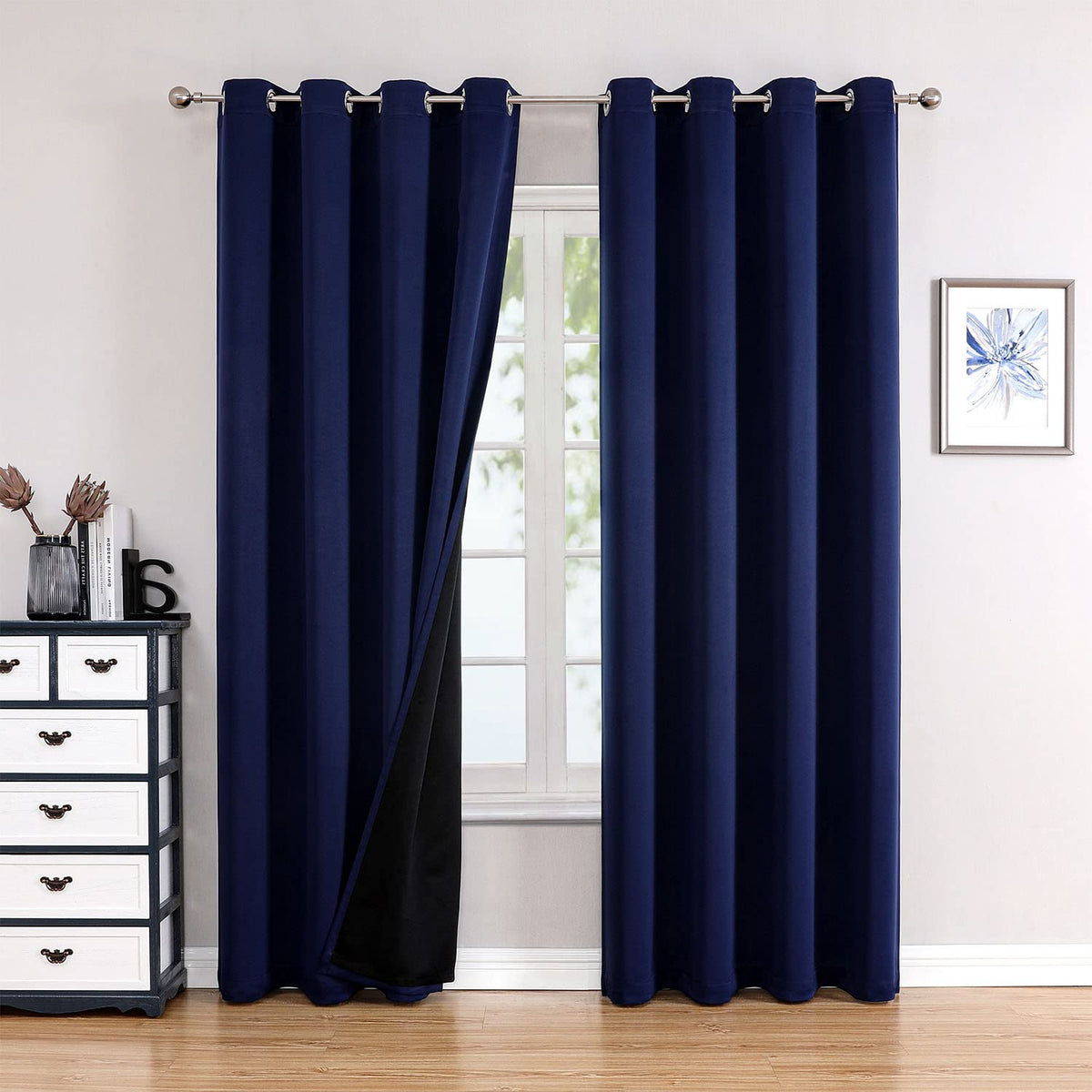 ChrisDowa 100% Blackout Curtains for Bedroom 63 Inches Long 2 Panels Set