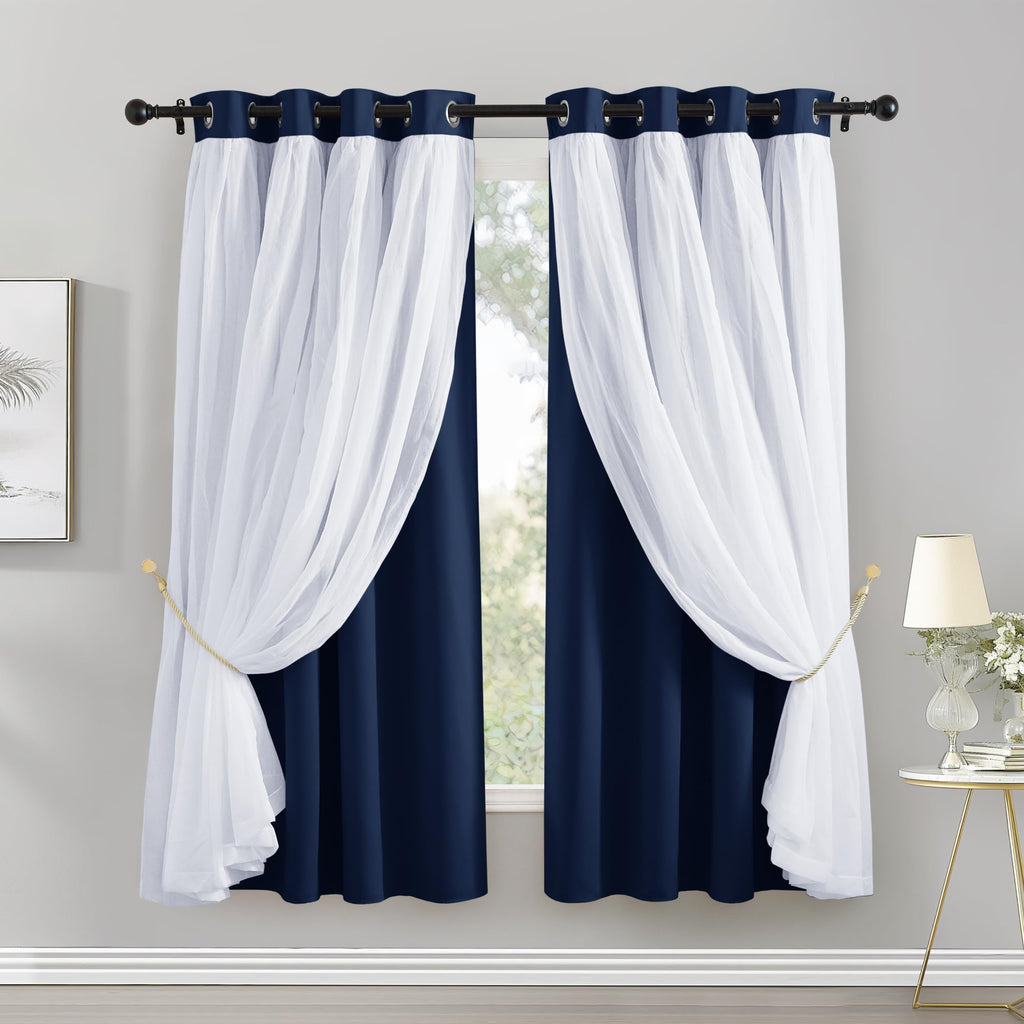 PONY DANCE Black Blackout Curtains for Bedroom, 52 W x 84 L, Set of 2