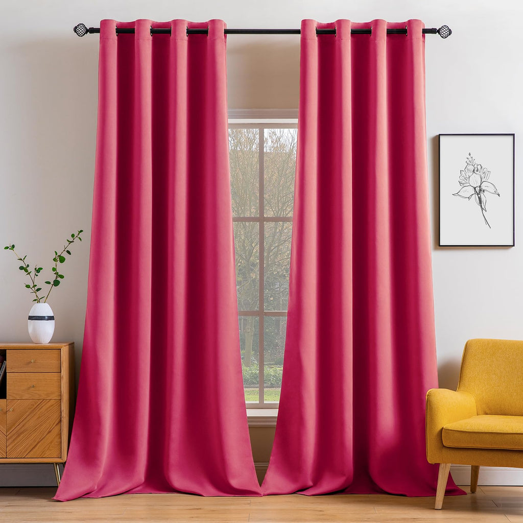 MIULEE Olive Blackout Bedroom Curtains Drapes 84 Inch Long 52"x84"
