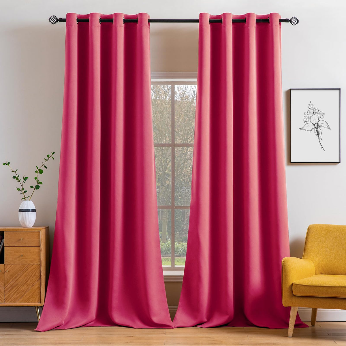 MIULEE Olive Blackout Bedroom Curtains Drapes 84 Inch Long 52"x84"