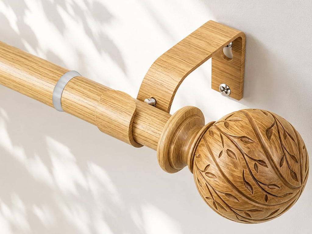 Wood Curtain Rods for Windows 18-45" Adjustable Window Treatment Rods
