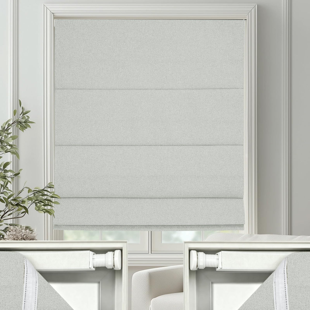 Changshade No Drill Roman Shades Cordless Blinds Blackout for Indoor Windows, Room Darkening Black Out Tension Rod No Hardware No Tools Inside Mount, Shade Size 27 Inches Wide 64 Inches High, Beige