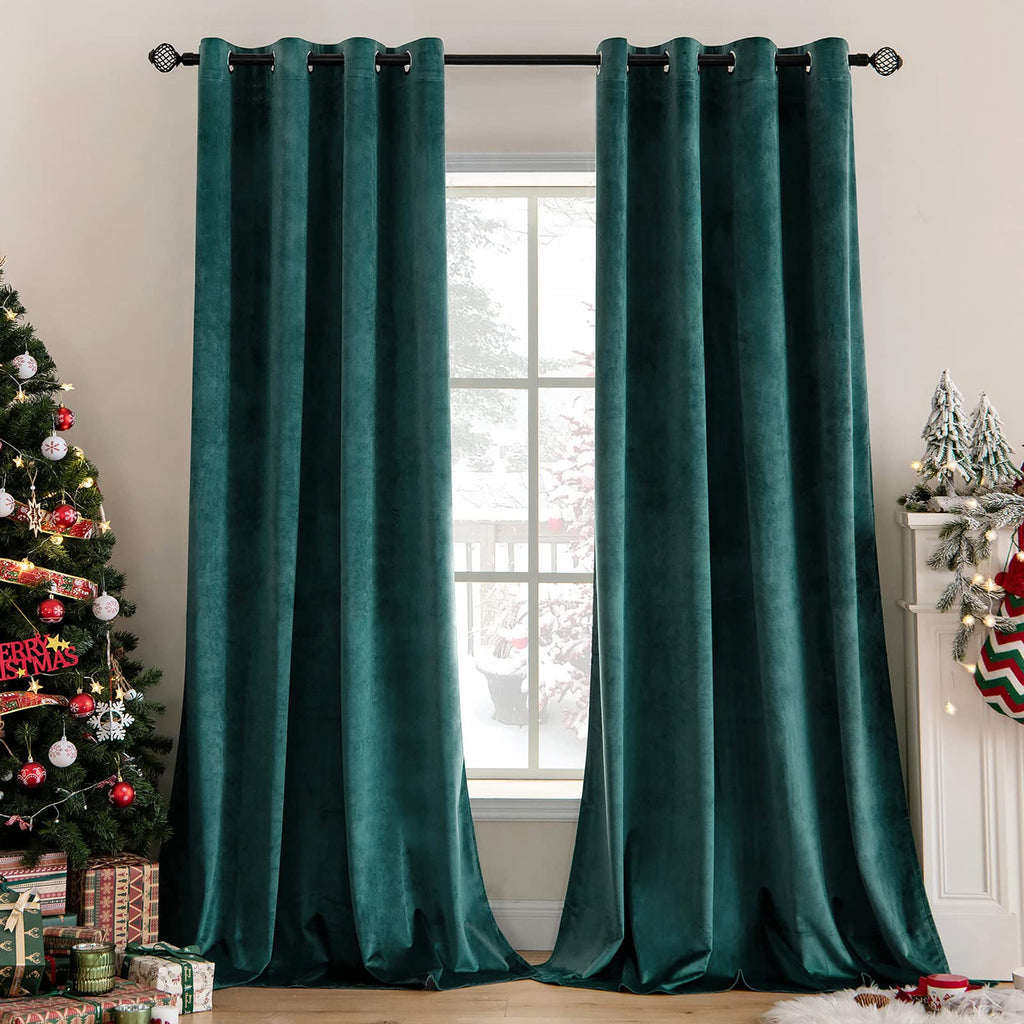 MIULEE Velvet Blackout Curtains Olive Green 52 x 96 Inch Length 2 Panels