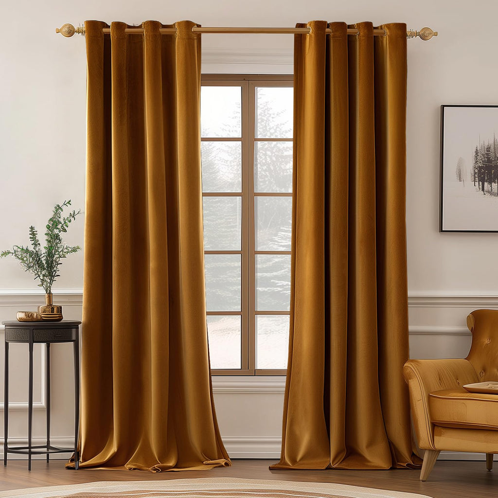 MIULEE Velvet Blackout Curtains Olive Green 52 x 96 Inch Length 2 Panels