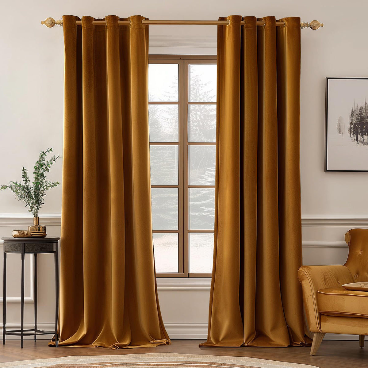 MIULEE Velvet Blackout Curtains Olive Green 52 x 96 Inch Length 2 Panels