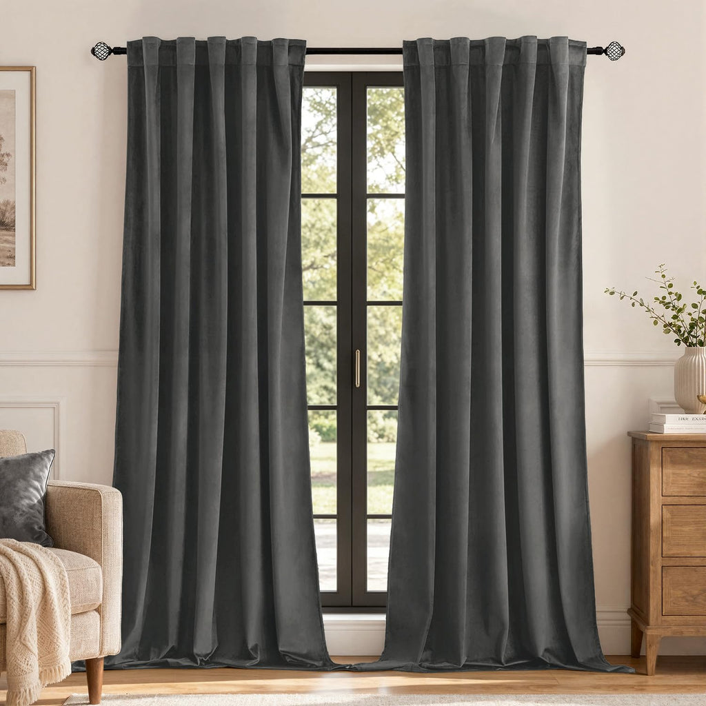 MIULEE Gold Velvet Curtains 52x84 inches Luxury Blackout Curtains