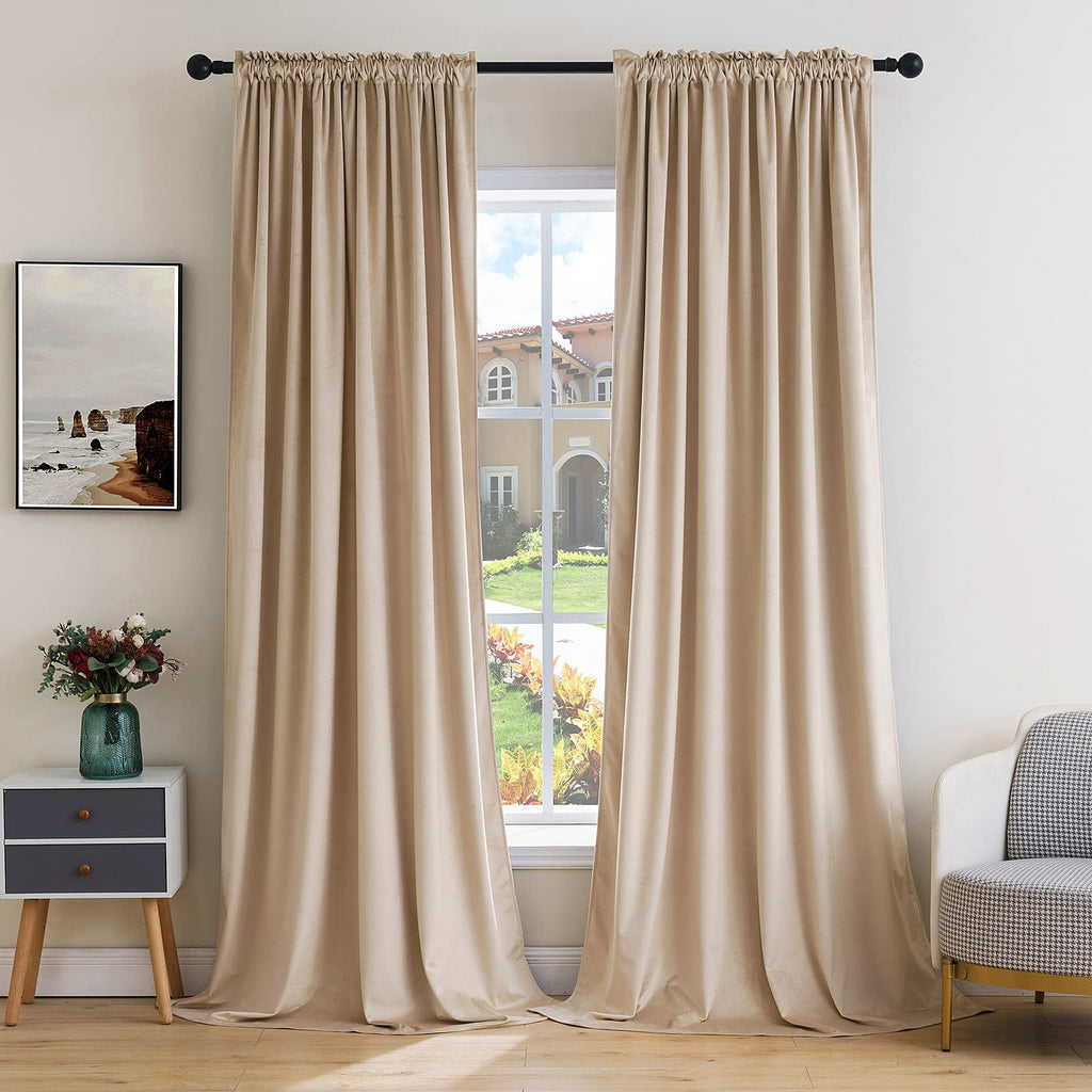 MIULEE Dusty Rose Pink Velvet Room Darkening Curtains for Bedroom W52 x L84