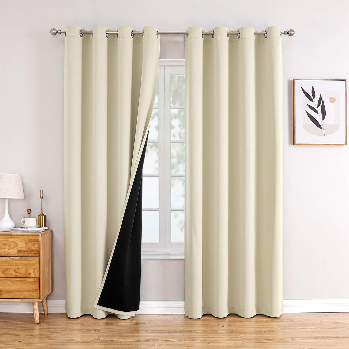 ChrisDowa 100% Blackout Curtains for Bedroom 63 Inches Long 2 Panels Set