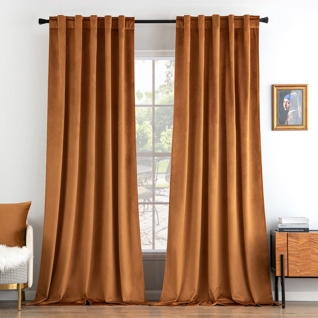 MIULEE Gold Velvet Curtains 52x84 inches Luxury Blackout Curtains