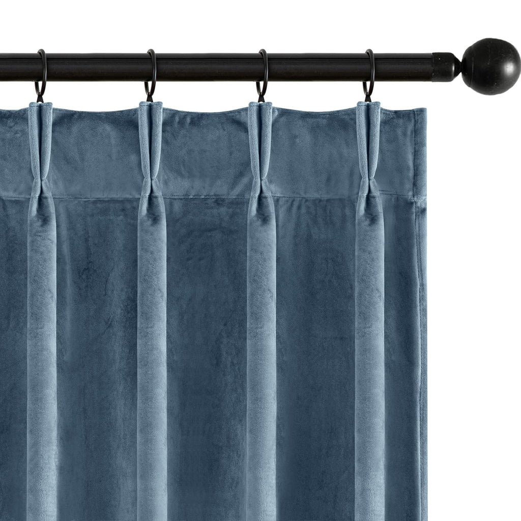 MIULEE Velvet Pinch Pleated Blackout Olive Green Curtains 40x96 Inches