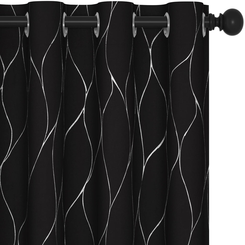 Deconovo Curtains for Living Room, Pattern Blackout Curtains 84 Inches Long