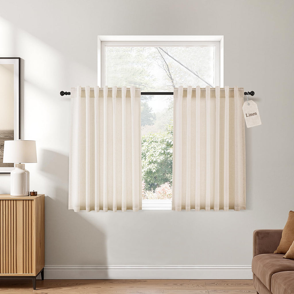 Naturoom Extra Long Linen Curtains 108 Inch 9ft for Living Room Cream Beige