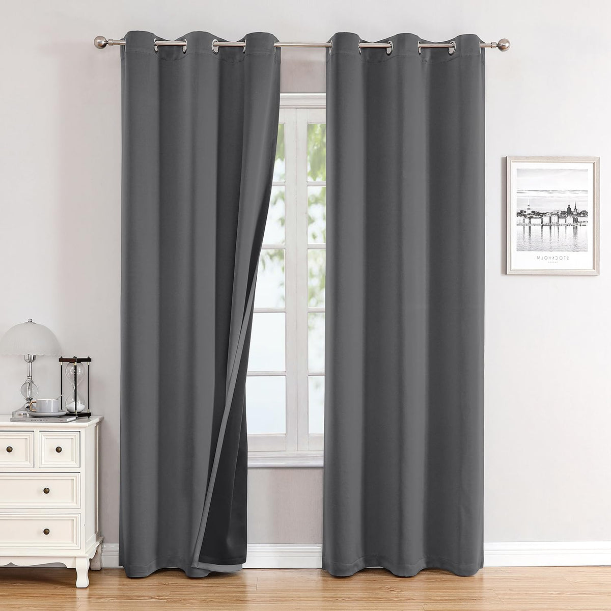 ChrisDowa 100% Blackout Curtains for Bedroom 63 Inches Long 2 Panels Set