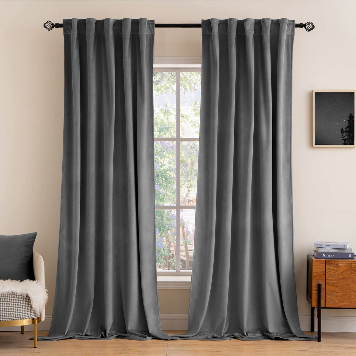 MIULEE Gold Velvet Curtains 52x84 inches Luxury Blackout Curtains