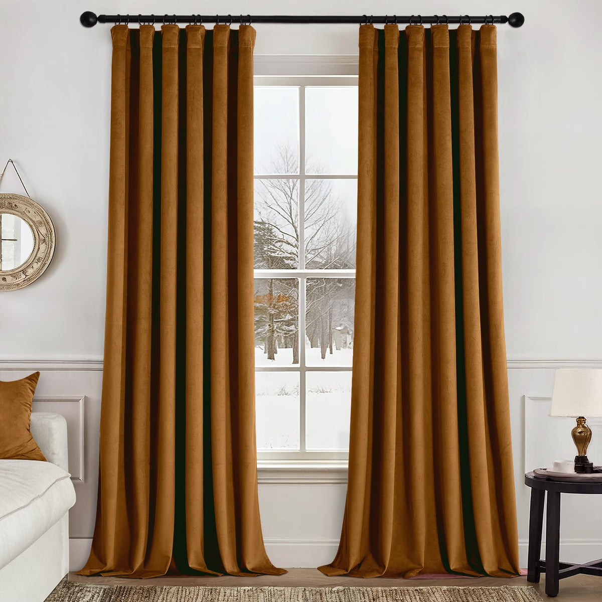 MIULEE Gold Velvet Curtains 52x84 inches Luxury Blackout Curtains