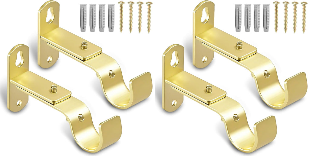 Adjustable Curtain Rod Brackets for 1" Rods, 3 Pack, Black