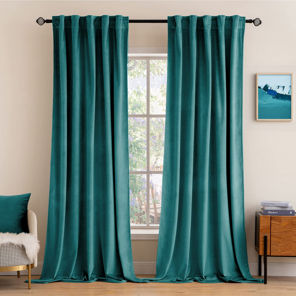 MIULEE Gold Velvet Curtains 52x84 inches Luxury Blackout Curtains