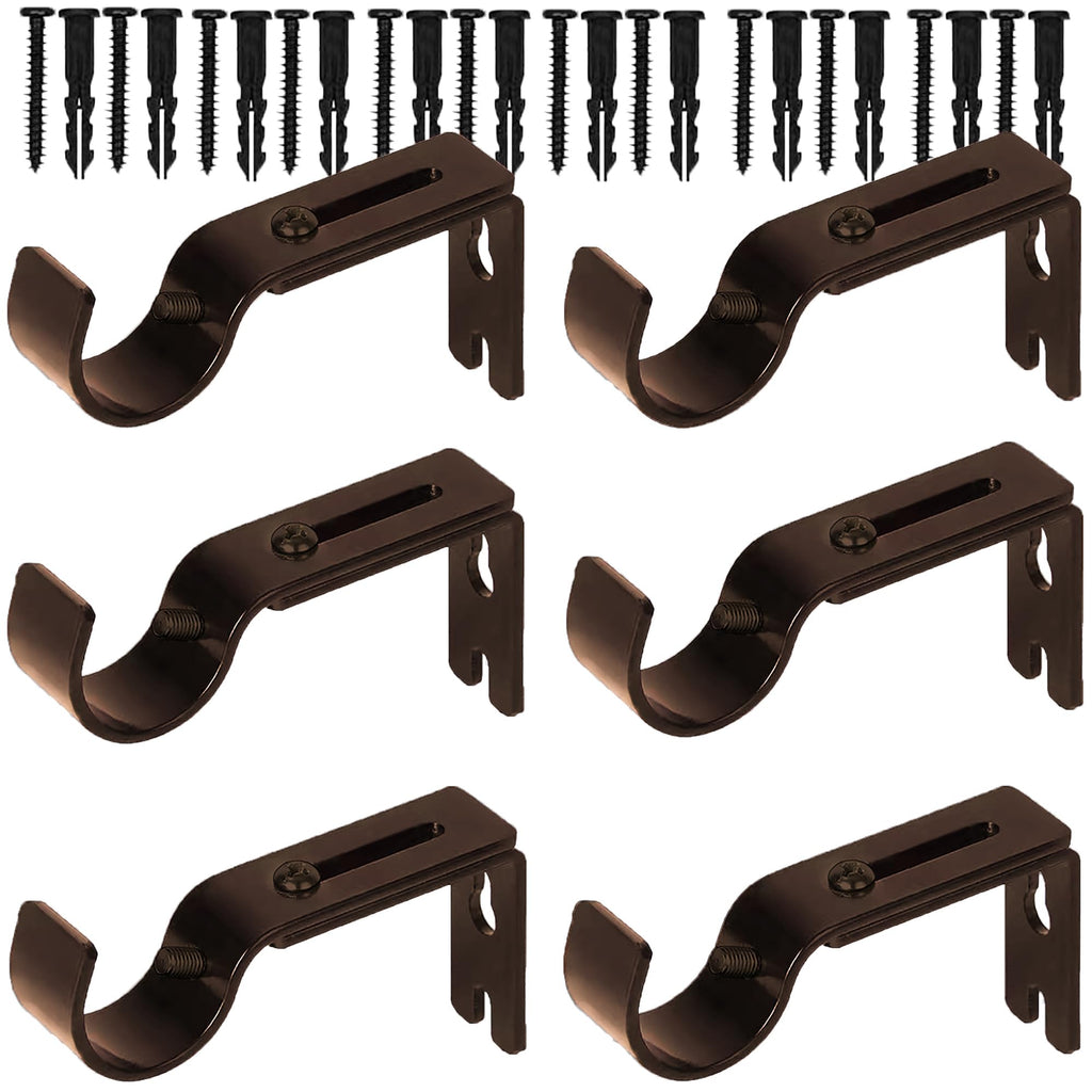 Premium Curtain Rod Brackets - 2 Pack Adjustable Wall Mounts, Curtain Rod Holders for 1 Inch Rod (Black)