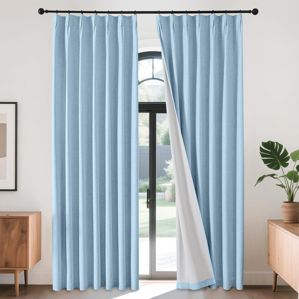 Joydeco Linen Curtains 84 Inch Length 2 Panels,Light Filtering Drapes 52 Inches Wide with Back Tab Rod Pockets (84" L x 52" W, Ivory on Linen)