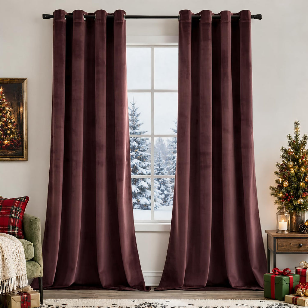 MIULEE Velvet Blackout Curtains Olive Green 52 x 96 Inch Length 2 Panels
