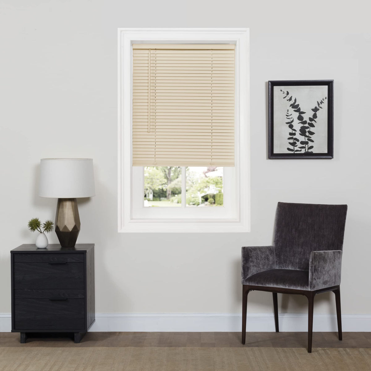 Cordless Room Darkening Mini Blind, 31 x 64 in, Pearl White