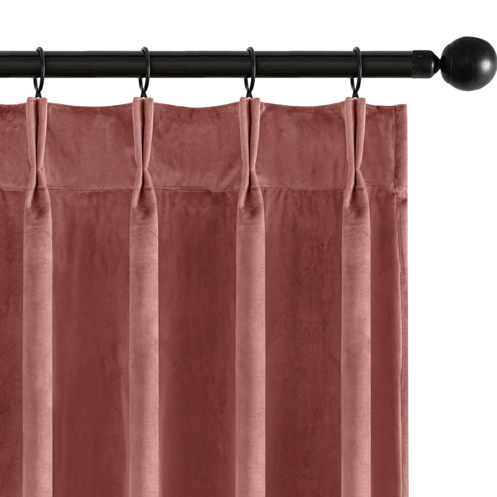 MIULEE Velvet Pinch Pleated Blackout Olive Green Curtains 40x96 Inches