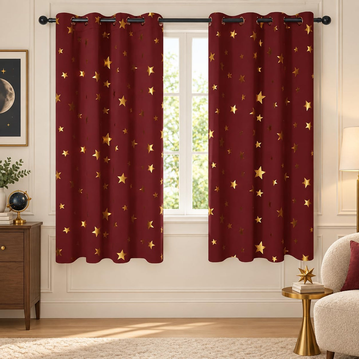Deconovo Curtains for Living Room, Pattern Blackout Curtains 84 Inches Long