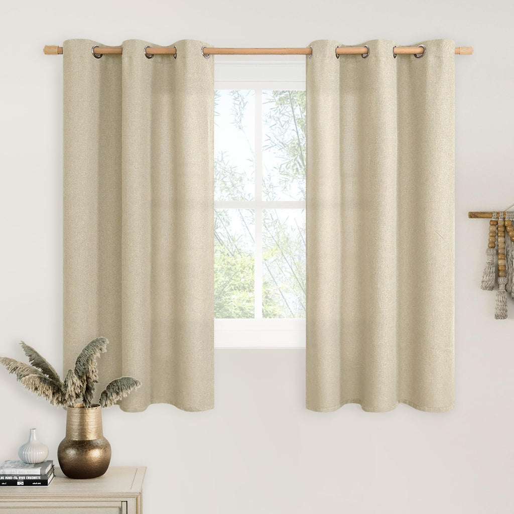 LAMIT 90 Inch Long Oatmeal Linen Curtains for Living Room 2 Panels