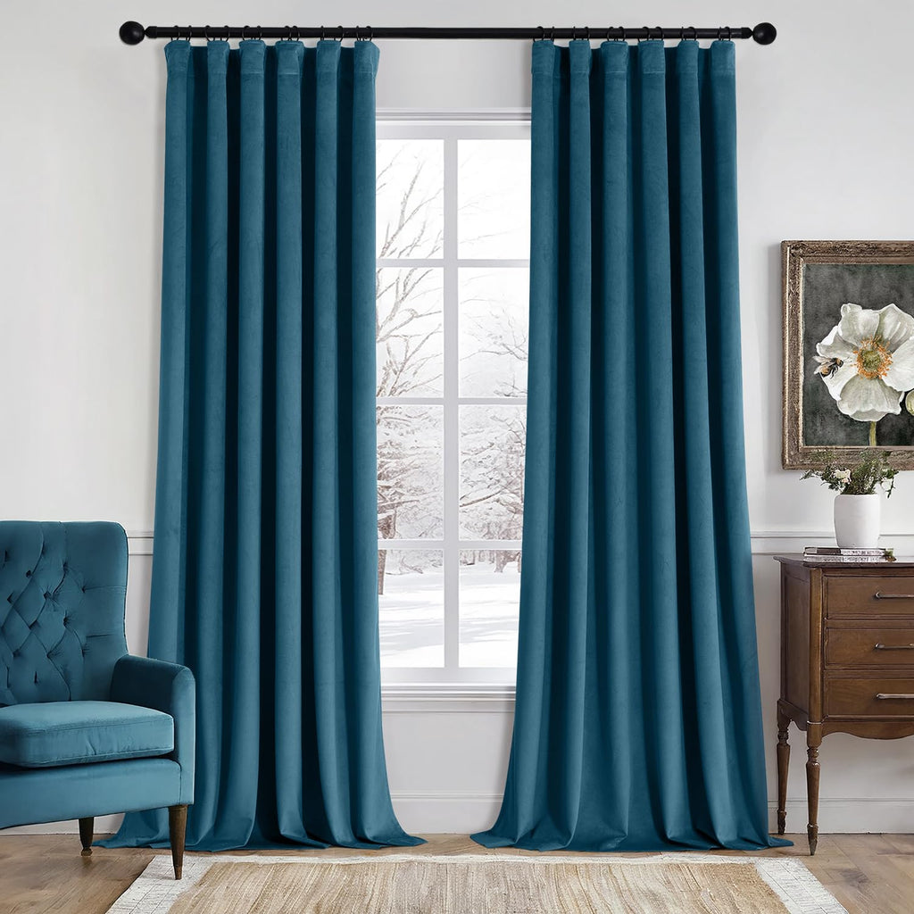 MIULEE Gold Velvet Curtains 52x84 inches Luxury Blackout Curtains