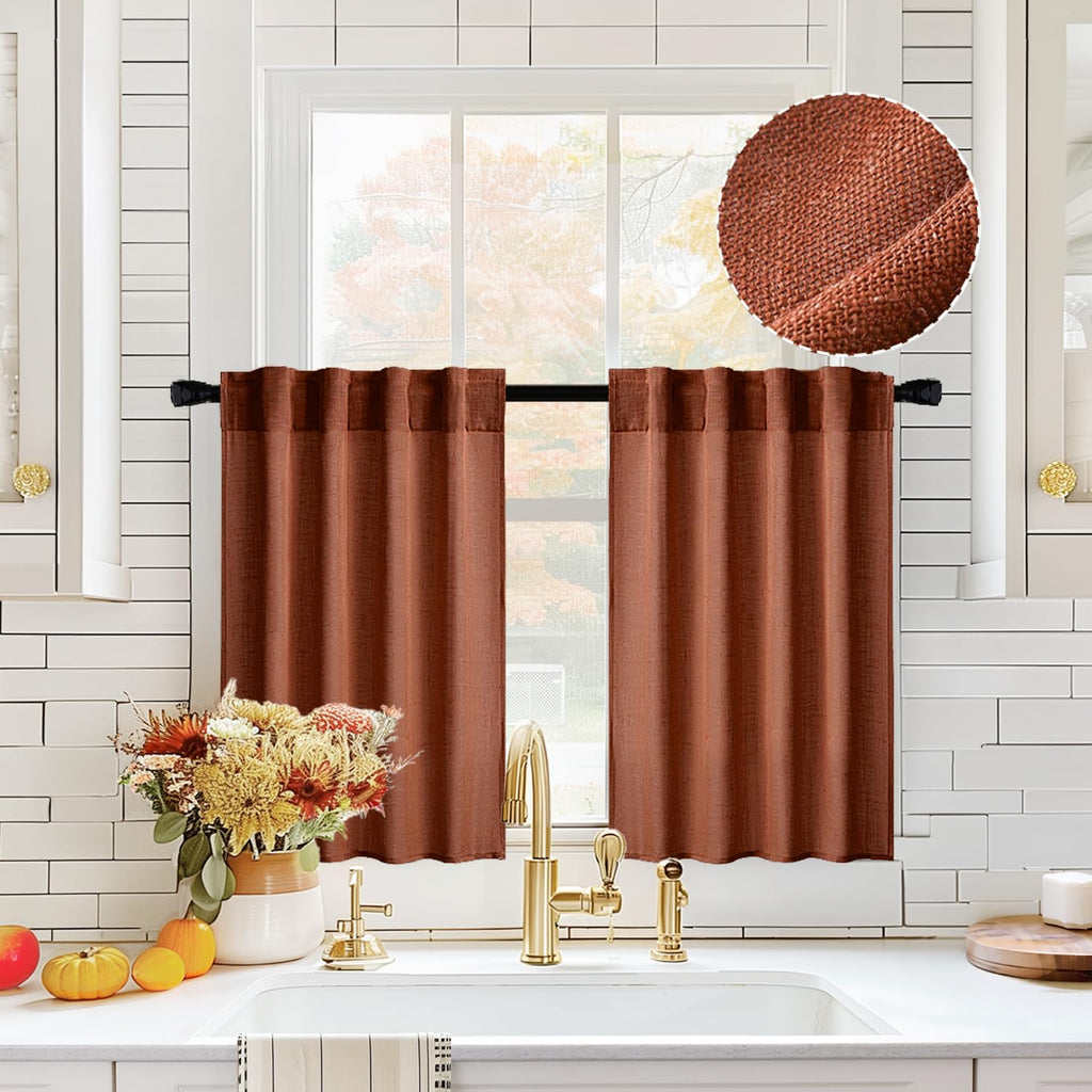 MIULEE Natural White Linen Curtains 52x96 Inch Long 2 Panels for Bedroom