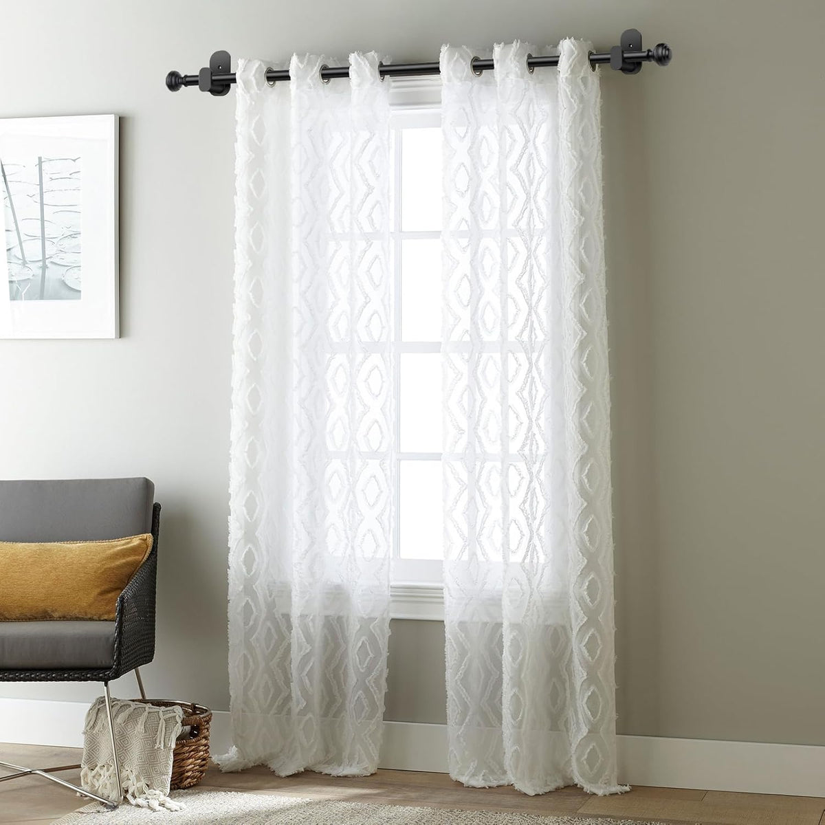 KAMANINA Curtain Rods No Drilling for Windows 32 to 86 Inches, Black