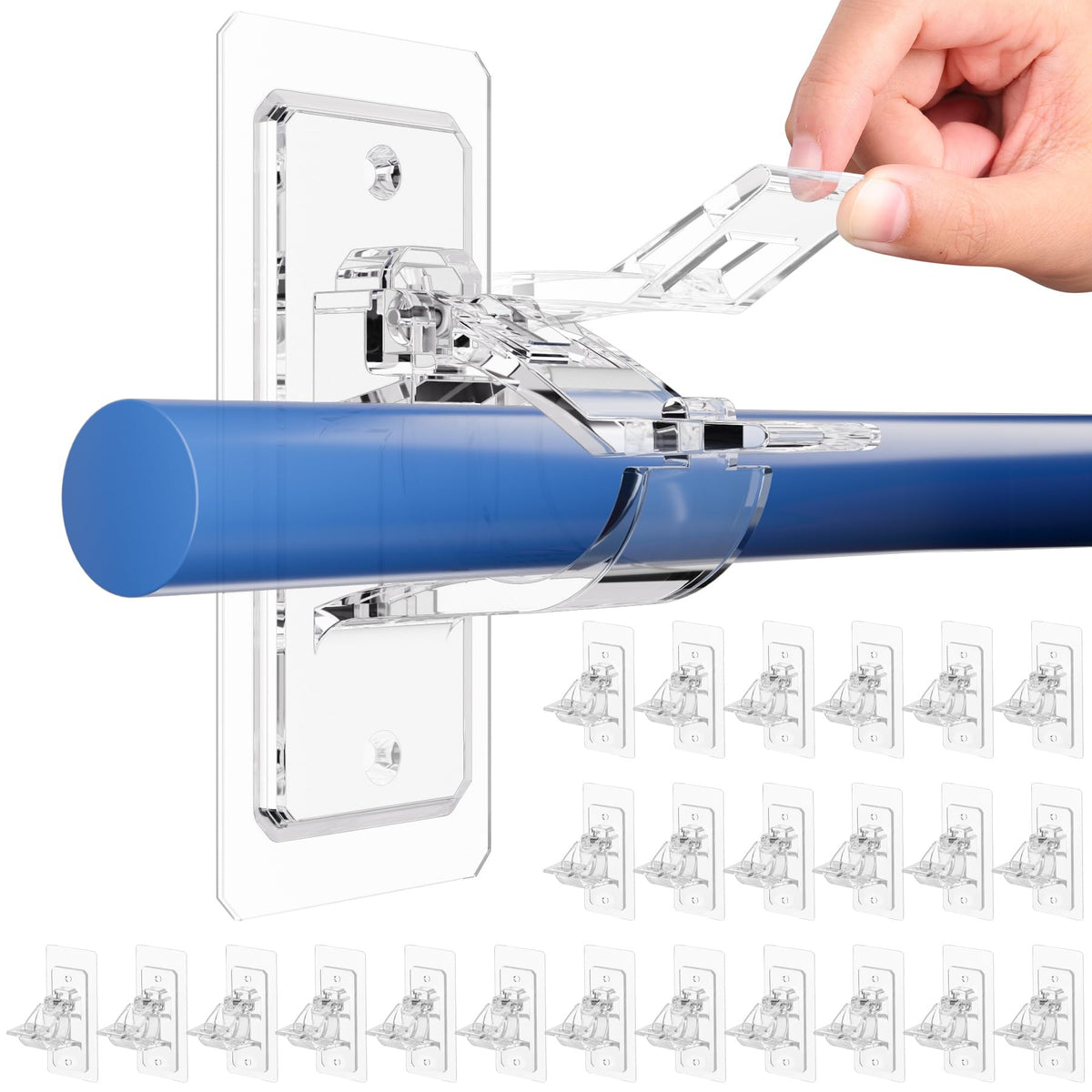 Antimbee No-Drill Curtain Rod Holders Brackets, 6-Pack, Self Adhesive-20lbs