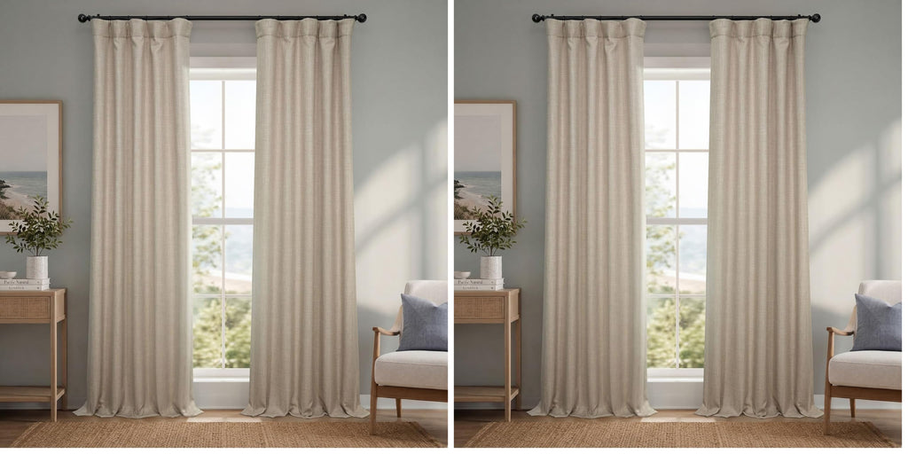 Faux Linen Curtains for Living Room (1 Panel) - 50W X 108L, Birch Taupe