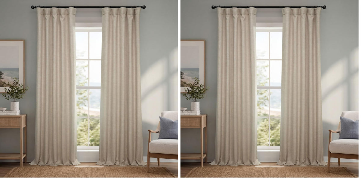 Faux Linen Curtains for Living Room (1 Panel) - 50W X 108L, Birch Taupe