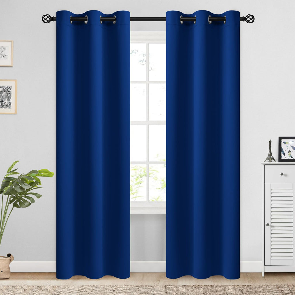 COSVIYA Grommet Blackout Room Darkening Navy Blue Curtains 84 inch Length