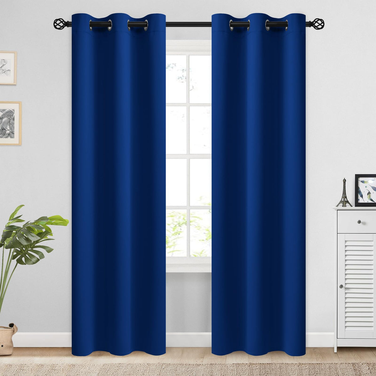 COSVIYA Grommet Blackout Room Darkening Navy Blue Curtains 84 inch Length