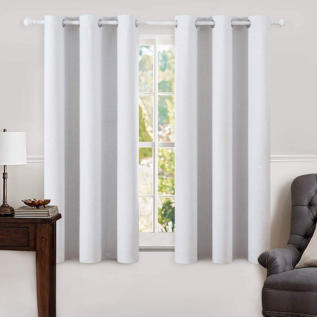 MIULEE 100% Blackout Linen Curtains for Bedroom 52x84 Inches Dusty Blue