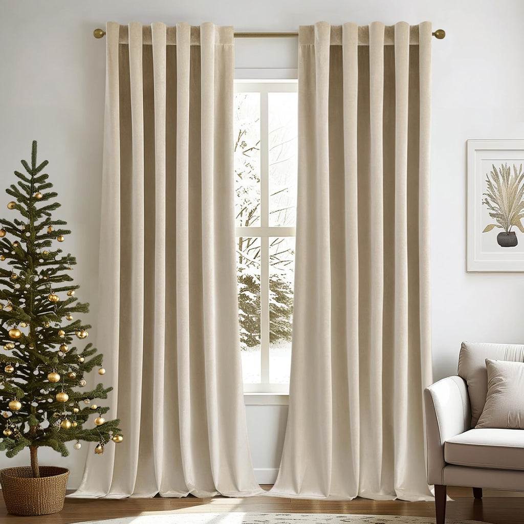 MIULEE Gold Velvet Curtains 52x84 inches Luxury Blackout Curtains