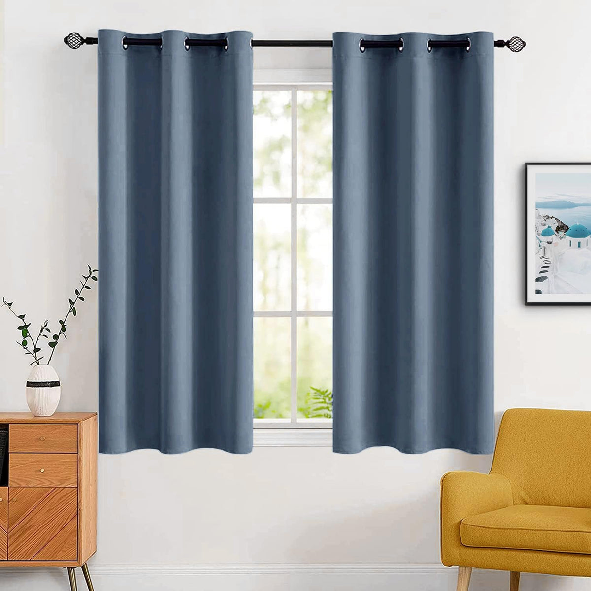 MIULEE Olive Blackout Bedroom Curtains Drapes 84 Inch Long 52"x84"
