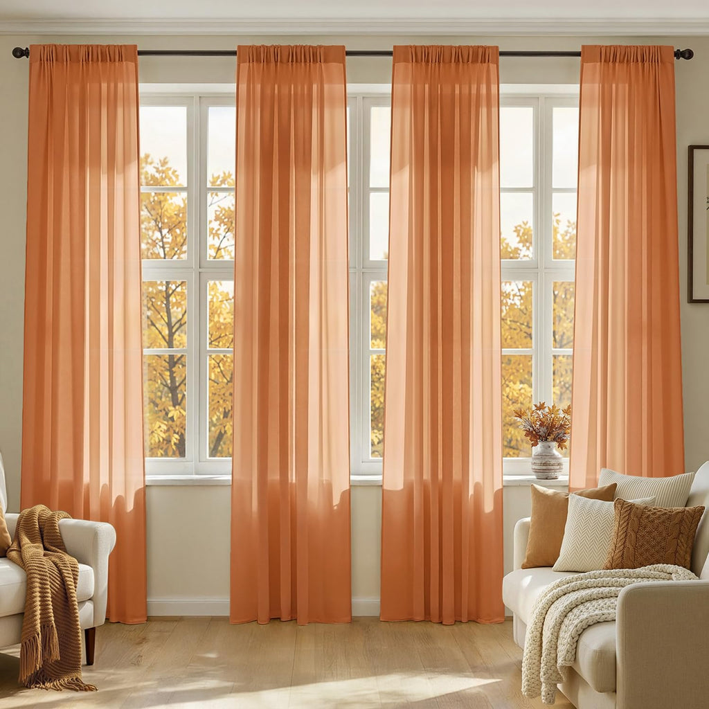 MIULEE Beige Sheer Curtains 84 Inches Long 4 Panels 42 x 84 Inches