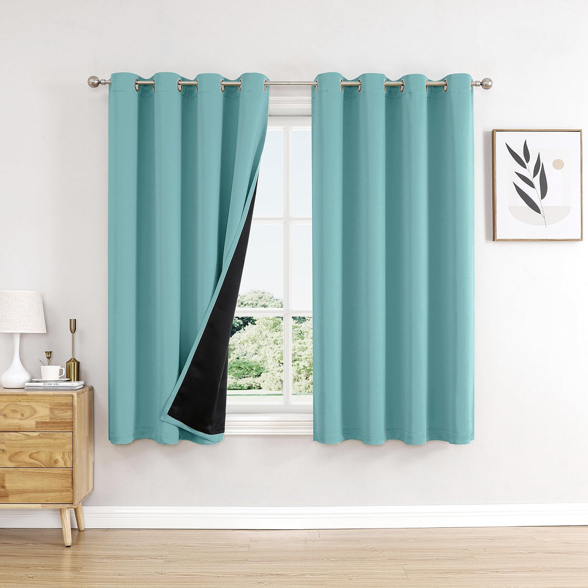 ChrisDowa 100% Blackout Curtains for Bedroom 63 Inches Long 2 Panels Set