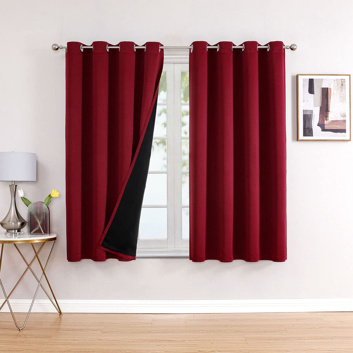 ChrisDowa 100% Blackout Curtains for Bedroom 63 Inches Long 2 Panels Set